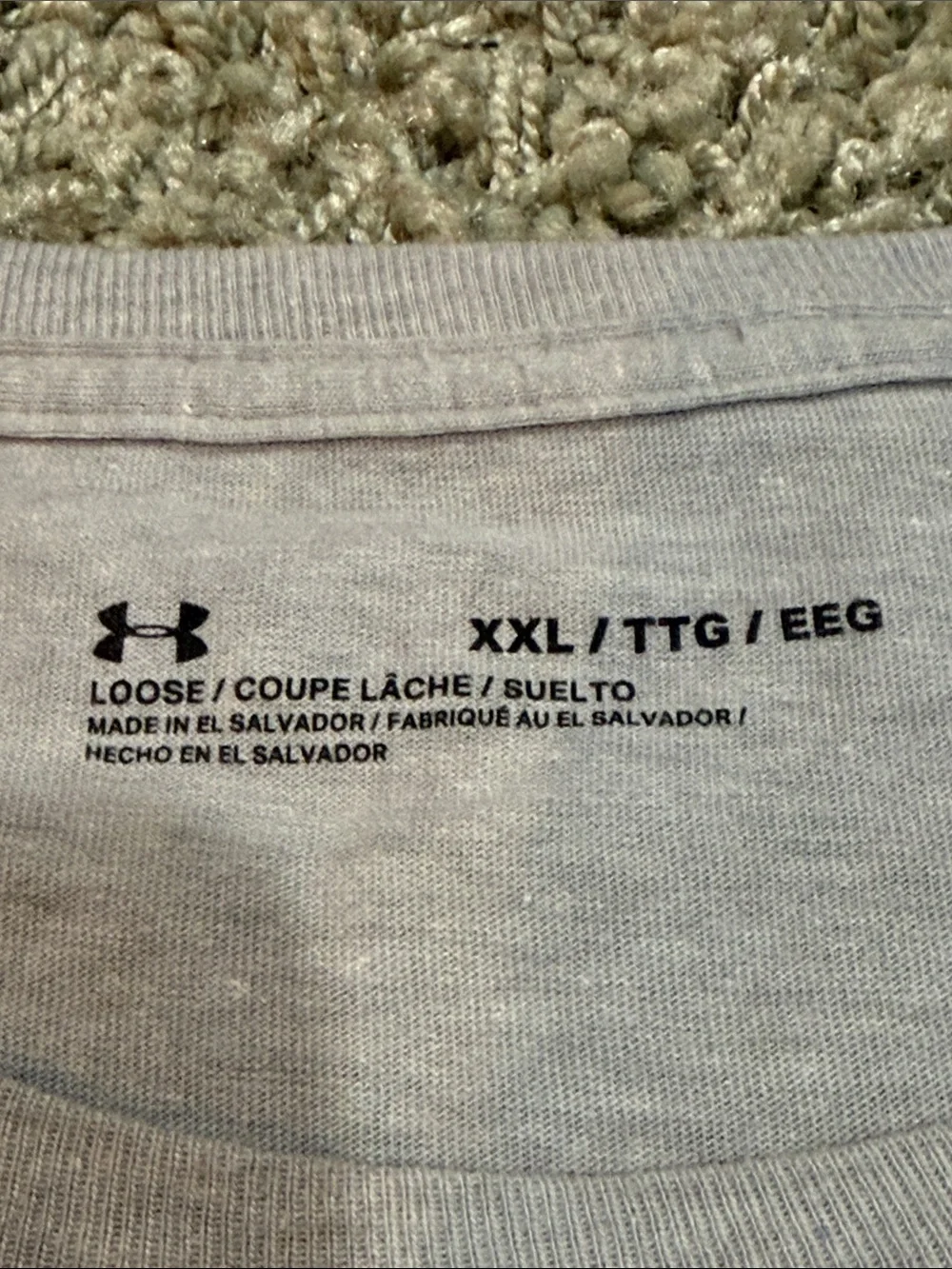 Under Armour Light Gray Short Sleeve Tee with Black Baseball Logo (XXL)